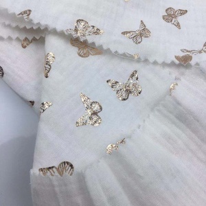 Tissu en mousseline <span class=keywords><strong>de</strong></span> <span class=keywords><strong>coton</strong></span> double couche léger avec impression métallisée 889819 pour robes, jupes, rideaux et jouets pour femmes - Product Image 6