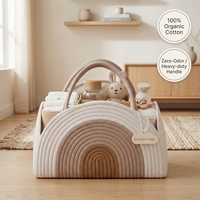 Panier de rangement pour couches en corde de coton écologique, tissé arc-en-ciel, pour la chambre de bébé, cadeau de naissance