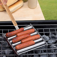 Meilleures ventes : Rouleau à saucisses rotatif en acier inoxydable 304, support de cuisson antiadhésif avec longue poignée, outil de barbecue pour hot-dogs, qualité alimentaire