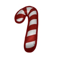 Jouet pour chien en peluche durable fait main à motif géométrique, résistant aux morsures, couineur, en forme de canne à sucre de Noël