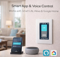Interruptor de Luz Inteligente para el Hogar Lanbon L9 US, 2 Canales, Pantalla LCD, Control Remoto por Aplicación, con Plataforma Smart Living Tuya Smart Life