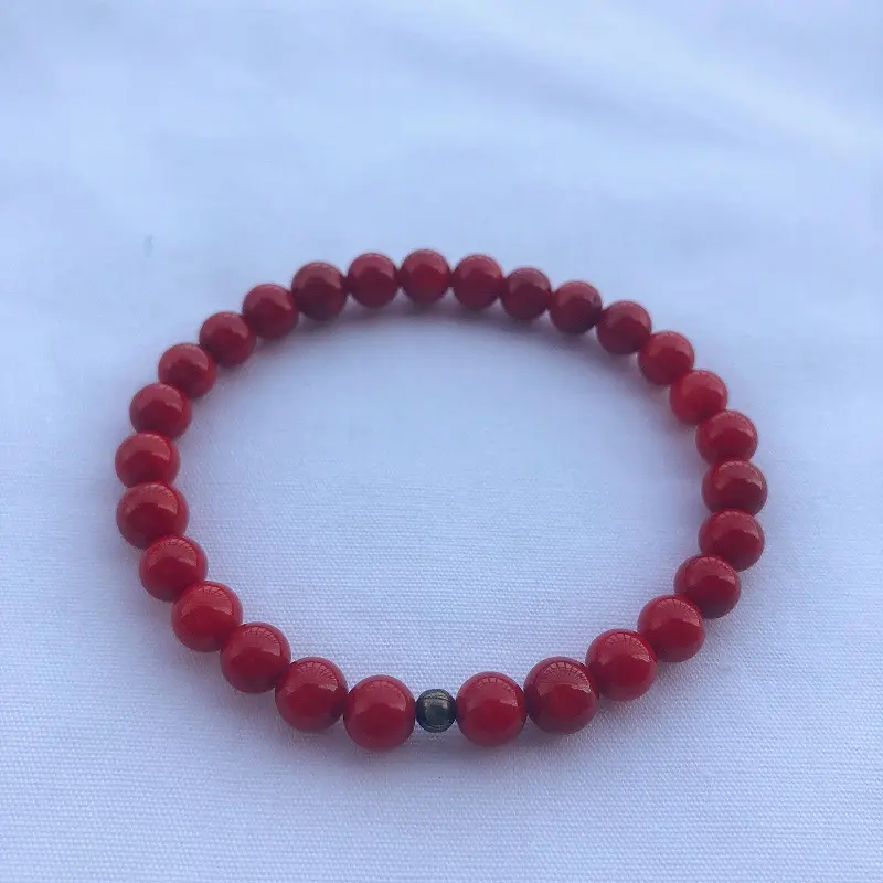 New 7mm Natural Red Coral Bead Bracelet Ladies Wedding Party Gift Red Bracelet