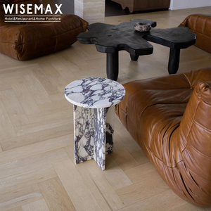 WISEMAX MUEBLES Muebles de mármol natural de lujo Sofás para sala de estar Mesa auxiliar redonda Mesa de mármol Calacatta Viola - Product Image 6