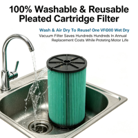 Filtre à cartouche HEPA 5 couches de remplacement VF6000 pour aspirateurs eau et poussière de 5 à 20 gallons, aspirateurs de chantier grande capacité, réutilisable pour la maison