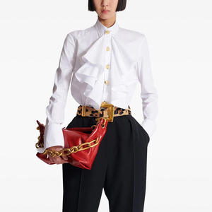 Spot 2025 nouvelle étoile européenne et américaine mode simple mince <span class=keywords><strong>champignon</strong></span> volants polyvalent blanc chemise à manches longues - Product Image 5