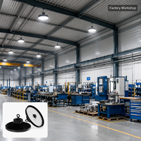 Projecteur LED UFO High Bay pour Logistique, Garantie 7 Ans, 5000K CCT Unique, 200 lm/W, Lentille PC Liteon 5050, IP65 IK08, 120W 150W 200W