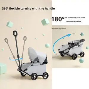 छोटे प्लास्टिक फोल्डेबल पालतू स्टूलर कुत्ते स्टलर बच्चे बच्चे का नाटक खिलौना आउटडोर पुल कार्ट - Product Image 3