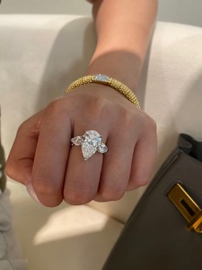 18k金5ct梨形实验室种植钻石戒指高品质高级婚礼订婚件 - Product Image 4