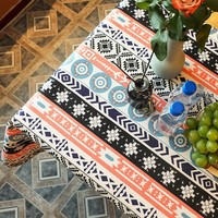 Nappe en coton et lin mélangé à imprimé géométrique style bohème pour la maison, les pique-niques, le camping et les fêtes en plein air (vente en gros)