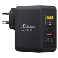 Cargador Portátil para Relojes Inteligentes con Enchufe Europeo, Múltiples Puertos Tipo-C/USB-A, XT60, PD3.0, PPS, QC2.0/3.0/4.0, SCP, 200W, Resistente al Fuego, OTP, para Uso Doméstico