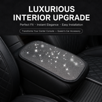 Couverture d'accoudoir de console centrale en strass et cristaux, coussin de voiture scintillant en cuir souple, universel pour femmes et filles