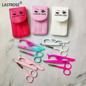 Venta al por mayor haga su propio logotipo 2 PCS 3PCS tijeras de pestañas rosas juego de pinzas profesionales para <span class=keywords><strong>cejas</strong></span> <span class=keywords><strong>Kit</strong></span> de pinzas para pestañas - Product Image 3