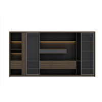 Armoire ouverte moderne en MDF/PVC avec porte en verre et éclairage LED, meuble de rangement pour bureau à domicile, chambre et salon, écologique