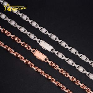 Collana con perline 925 Moissanite 8mm con catena con perline Hip Hop, - Product Image 4