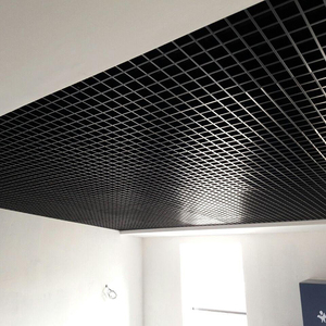 2x2 dải bảng điều khiển lưới tản nhiệt đục âm thanh T-Bar treo giả tuyến tính nhôm vách ngăn kim loại mở di động lưới Trần - Product Image 3