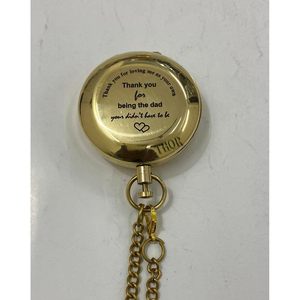 Boussole à bouton-poussoir en laiton ALFA NAUTICAL avec porte-clés gravé « Merci d'être papa », style nautique, cadeau portable pour la randonnée - Product Image 3