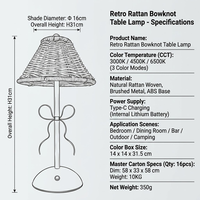 Lampe de table créative moderne à LED sans fil en rotin, avec commande tactile, veilleuse d'ambiance pour chambre à coucher, décoration de bureau, vente en gros