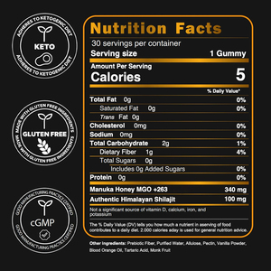 OEM <strong>Manuka</strong> <strong>Honey</strong> Shilajit Gummies for Adults Hair and Skin Support Herbal Supplement - Product Image 5