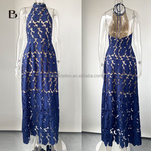 All'ingrosso di fascia alta abbigliamento Premium OEM/ODM fabbrica boutique di lusso Broderie ricamato a schiena bassa elegante abito personalizzato donna - Product Image 1