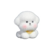Chien en résine floquée blanc, adorable, style vent, micro-paysage, décoration de bureau et de voiture, petits ornements, artisanat de qualité supérieure