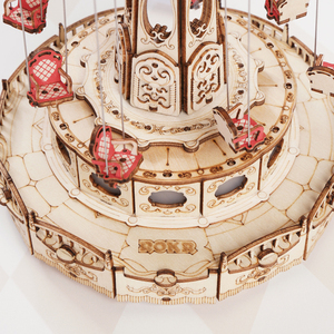 Carosello 3D in Legno da Assemblare Fai-da-Te con Luci, Giocattolo Girevole a Tema Luna Park, Adatto per Bambini e Collezionisti - Product Image 4