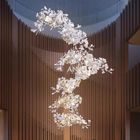Lustre en rotin ANNO Lustre intérieur moderne Grande fleur Lustre Grand escalier de luxe Lustre Ginkgo