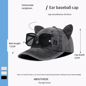 Cappello da Baseball Vintage Aviatore - Occhiali da Sole a Forma di Orecchio in Tessuto Comune, Personalizzato, Versatile, per Esterni, Quattro Stagioni, Unisex - Product Image 4