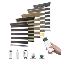 Persianas Zebra Motorizadas de Doble Capa, Opacas y Translúcidas, Tamaño Personalizado, Control Remoto, para Ventanas de Hogar, Oficina, Dormitorio, Sala de Estar