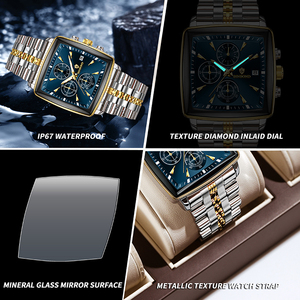 Montre pour homme BINBOND, bracelet en acier inoxydable, montre-bracelet résistante aux rayures, résistante à 30 m, multifonction, six aiguilles, montre de luxe - Product Image 6