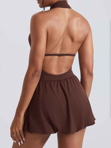 Neuestes Schnelltrocknendes Bestseller Golf-Tennis-Kleid mit Tasche Outdoor-Sportbekleidung Figurbetontes Fitness-Damenmode Yoga-Sport-Jumpsuit - Product Image 6