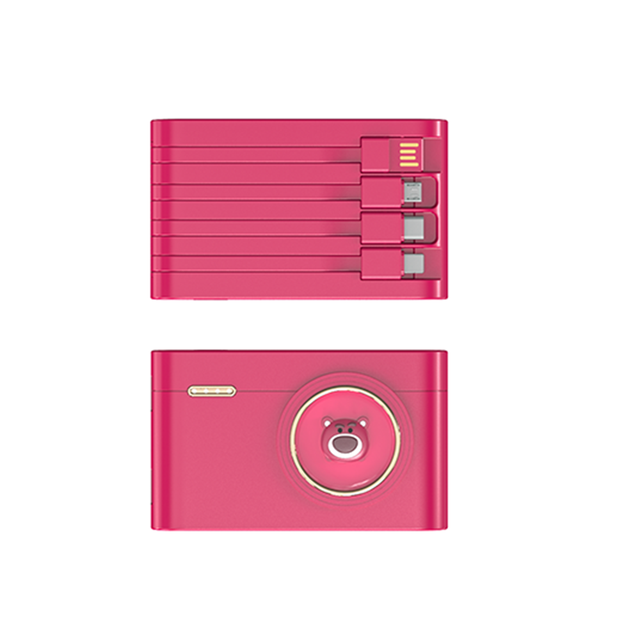 Creative Cartoon Design 10000mAh Portable Power Bank with Built-In Cable New Release Travel Wired Power Supply & Station