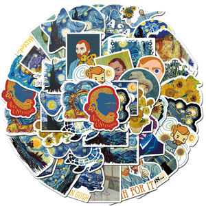 40Pcs Van Gogh Works adesivi per pittura a olio etichetta decorativa per bagagli Laptop chitarra Notebook Skateboard PVC adesivo impermeabile - Product Image 1
