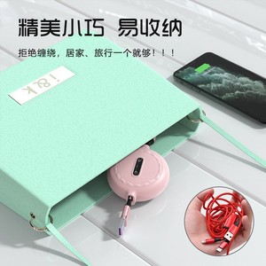 Câble de charge rétractable pour appareils Android et Apple, avec conducteur en cuivre et matériau PVC, design compact pour les voyages et les déplacements - Product Image 1