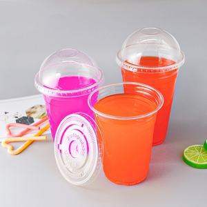 Trendz 사용자 정의 로고 일회용 투명 콜드 커피 컵 생분해 성 PLA 16oz 뚜껑이있는 아이스 커피 밀크 쉐이크 슬러시 용 플라스틱 컵 - Product Image 2