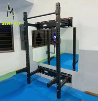 Rack de musculation mural réglable SM RP Series Fitness Smith Machine avec crochets en J, rack nu