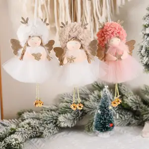 Criativo Natal Plush Yarn Skirt Angel Doll Adorável Presente para a Menina Christmas Tree Ornament