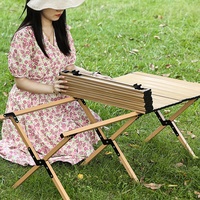 Table de camping pliable portable en acier au carbone, table de pique-nique extérieure à plateau roulant pour barbecue, plage et voyages