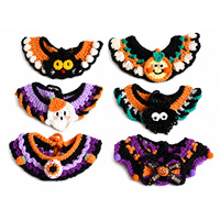 Collier, bavoir et chapeau en crochet faits main pour Halloween, accessoires de costume amusants pour chats noirs, citrouilles et fantômes, pour chats et petits chiens