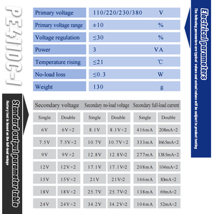 Transformador de Montaje en PCB Sellado con Epoxi YHDC PE4110C-I, 3VA, 110/220/230/380V CA, 6-24V CA, Clase B, Aislamiento UL94-V0, Certificado CE/RoHS - Product Image 5