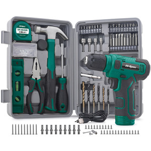 Juego de herramientas de taladro inalámbrico de 8V de 102 piezas Hi-Spec con puntas de destornillador y accesorios para reparaciones en el hogar. - Product Image 1
