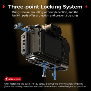 กรงแรด6029ขนาดเล็กสำหรับ <span class=keywords><strong>Sony</strong></span> A7 V/<span class=keywords><strong>A7R</strong></span> V/A7 <span class=keywords><strong>IV</strong></span> แท่นขุดเจาะกล้องที่มีรูเกลียว1/4 "-20รูและแท่นวางรองเท้าเย็น - Product Image 3