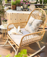 Modernes Design PE-Rattan Übergroßer Doppel-Schaukelstuhl Papasan-Stuhl mit Dicker Polsterung Tragbarer Wasserdichter Outdoor-Wohnzimmer-Villa-Stuhl