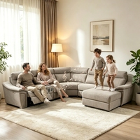 Ensemble de canapés sectionnels modernes en tissu en forme de L pour salon, avec console, haut-parleur Bluetooth et chaise inclinable