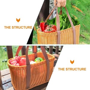 Cestino portatile <span class=keywords><strong>in</strong></span> <span class=keywords><strong>vimini</strong></span> intrecciato <span class=keywords><strong>a</strong></span> <span class=keywords><strong>mano</strong></span> contenitore porta frutta da cucina Picnic borsa per la spesa per la casa <span class=keywords><strong>cesti</strong></span> di stoccaggio - Product Image 2