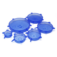 Ensemble de 6 couvercles de conservation en silicone, couvercles multifonctionnels pour bols, film de conservation pour réfrigérateur, accessoire de cuisine