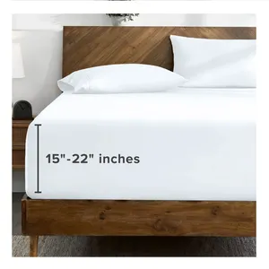 Factory Wholesale Hotel Plain Dyed 100% Cotton Super Soft White Fitted Bed Sheet Custom Hotel White Bed Sheet