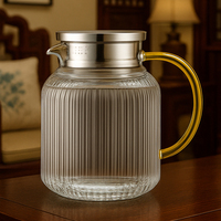Théière en verre borosilicate résistant à la chaleur, théière à infusion froide transparente avec filtre en acier inoxydable