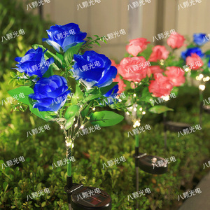 Solar <b>Rose</b> Flower <b>Lights</b> 7 Heads Led Solar Powered Outdoor Garden Decor Water Resistant Portable Lawn Lamp - Product Image 3