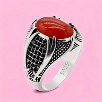 Anneaux islamiques rétro punk, bijoux religieux musulmans tendance, anneaux vintage turcs à double épée, pierre noire pour hommes