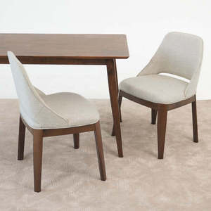 Modern Weston Dining Chair <b>Set</b> of 2 - Beige <b>Linen</b> for Living Room Bedroom Kitchen - Product Image 3